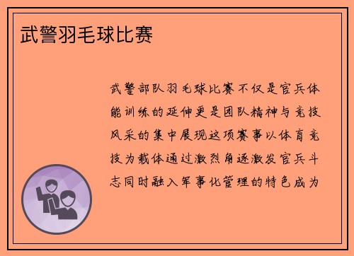 武警羽毛球比赛